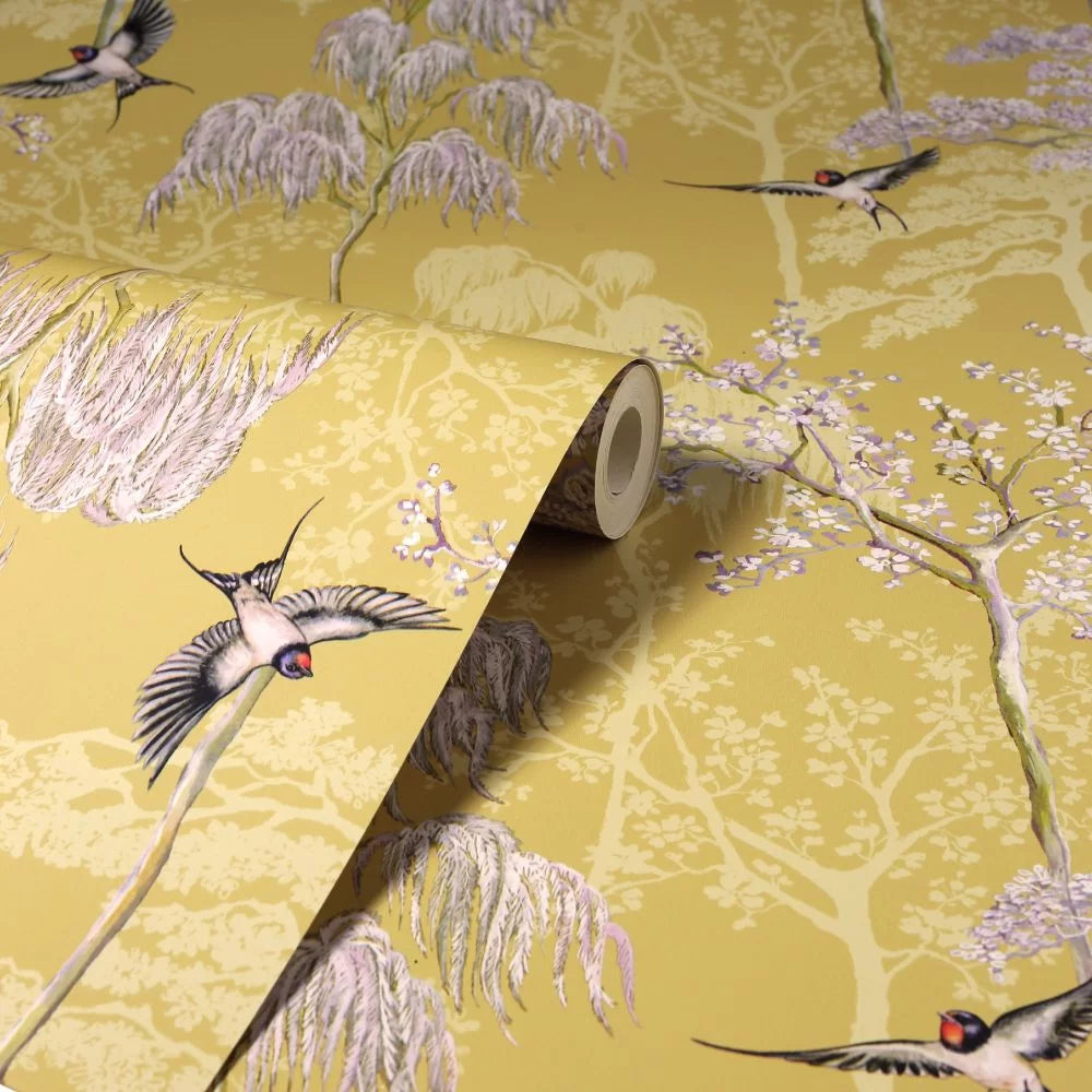 Japanese Garden Wallpaper - Ochre