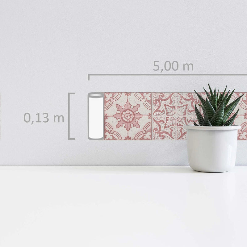 Mosaic Border - Red and White - Self Adhesive