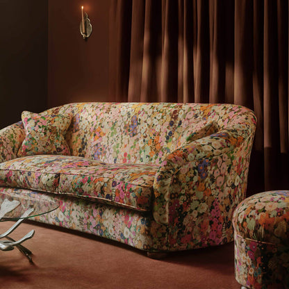 Hollyhocks Velvet Fabric - Spring