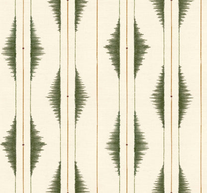 Azilal Embroidery Leaves Wallpaper - Green