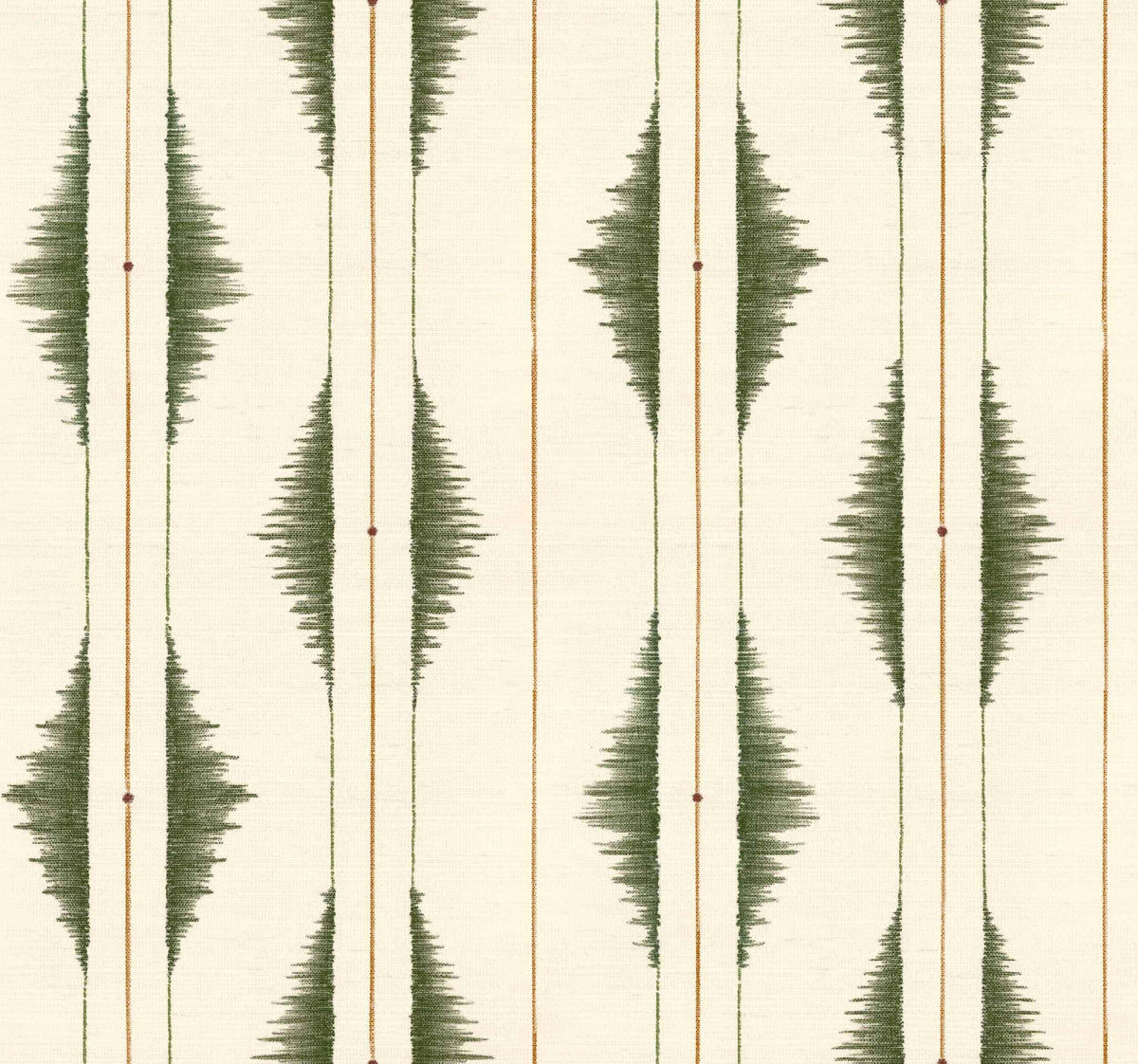 Sample - Azilal Embroidery Leaves Wallpaper - Green
