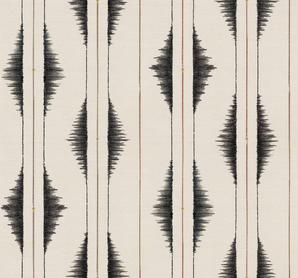 Sample - Azilal Embroidery Leaves Wallpaper - Black Zebra