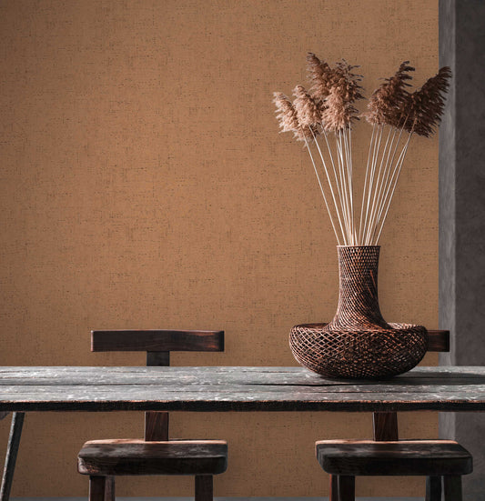 Cork-look Wallpaper - Brown/Orange - BEST DEAL