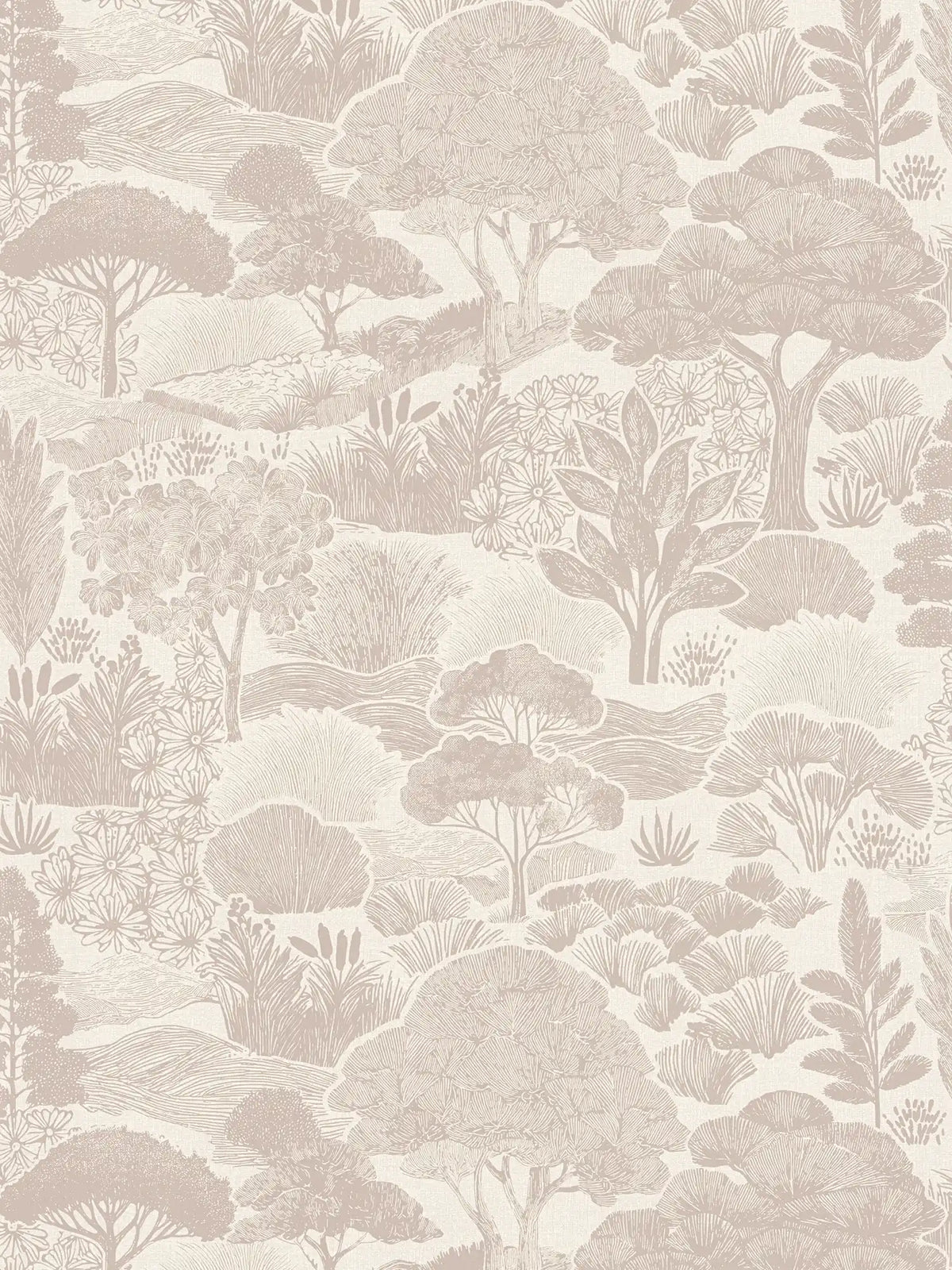 Sample – Arbor Woodland Toile Wallpaper – Blush Grey