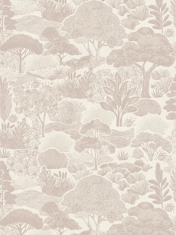 Sample – Arbor Woodland Toile Wallpaper – Blush Grey