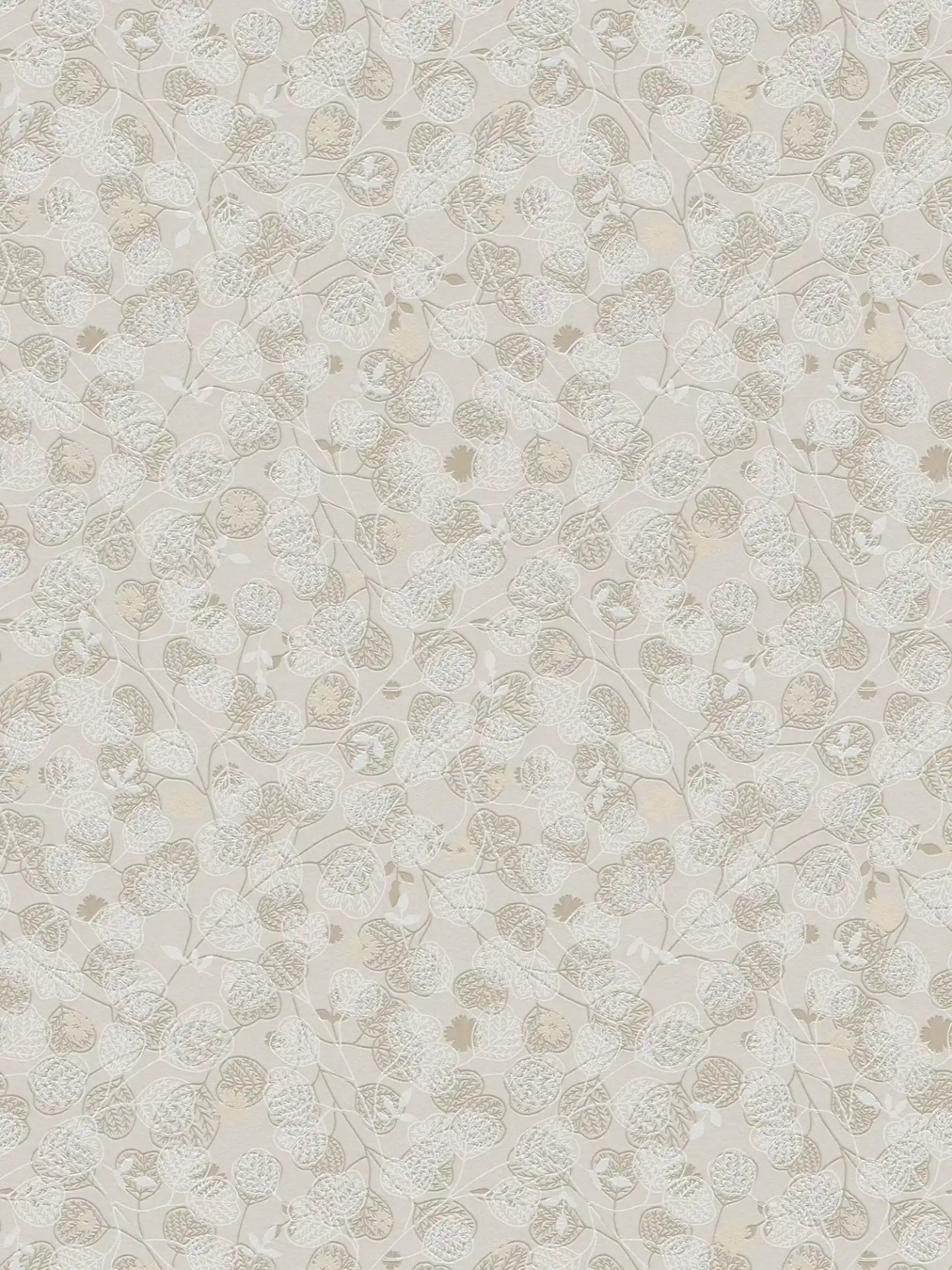 Leafy Heart - Wallpaper - Beige