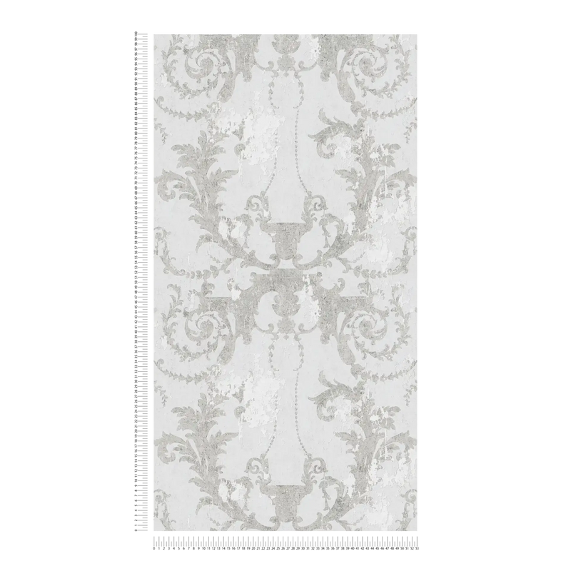 Old World Plaster Wallpaper - Grey Metallic