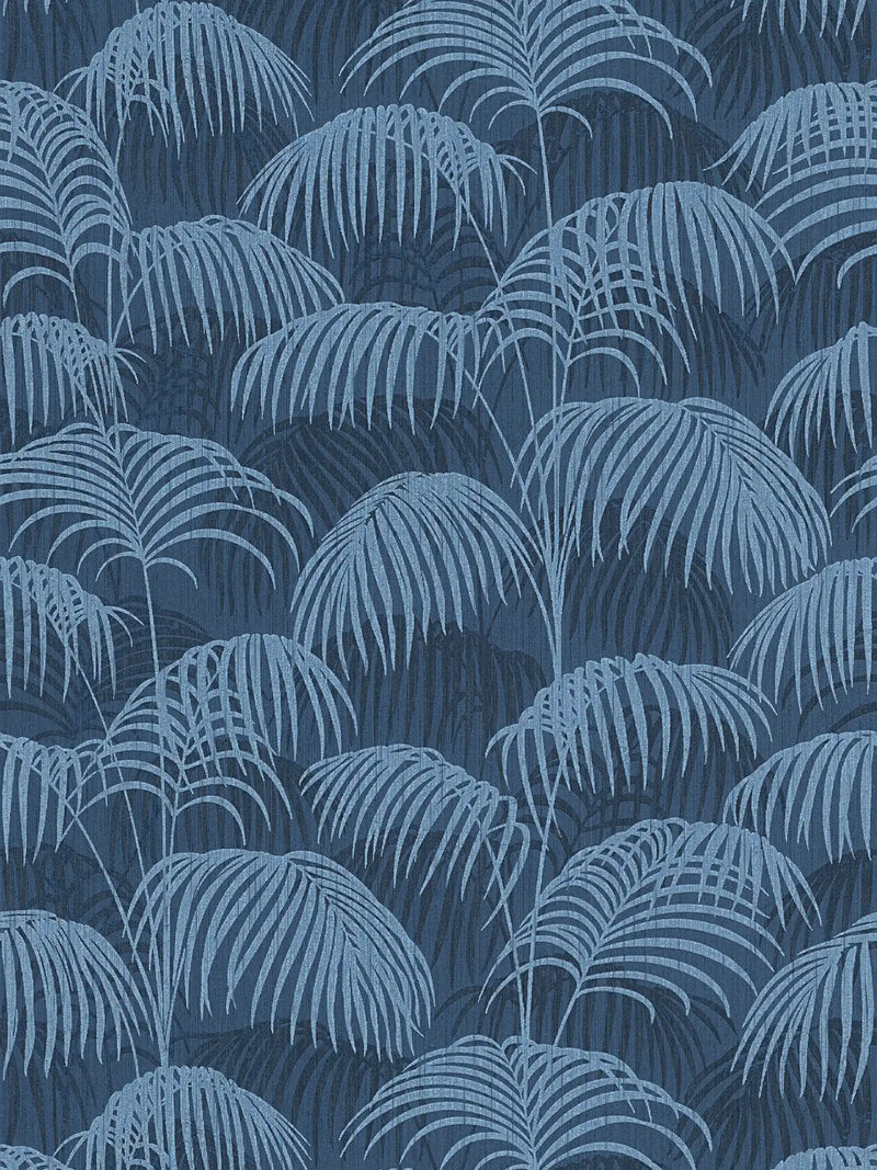 Sample - Textured Palm Silk Wallpaper - Blue and Blue