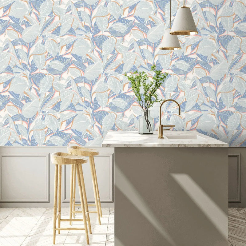Riviera Lagoon Wallpaper - Bleu Mer