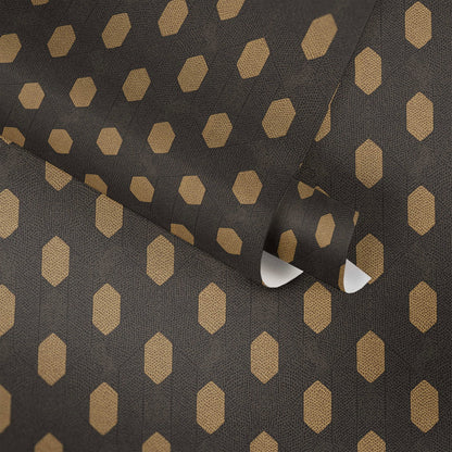 Hex Glamour Heavy Weight Wallpaper - Black & Gold