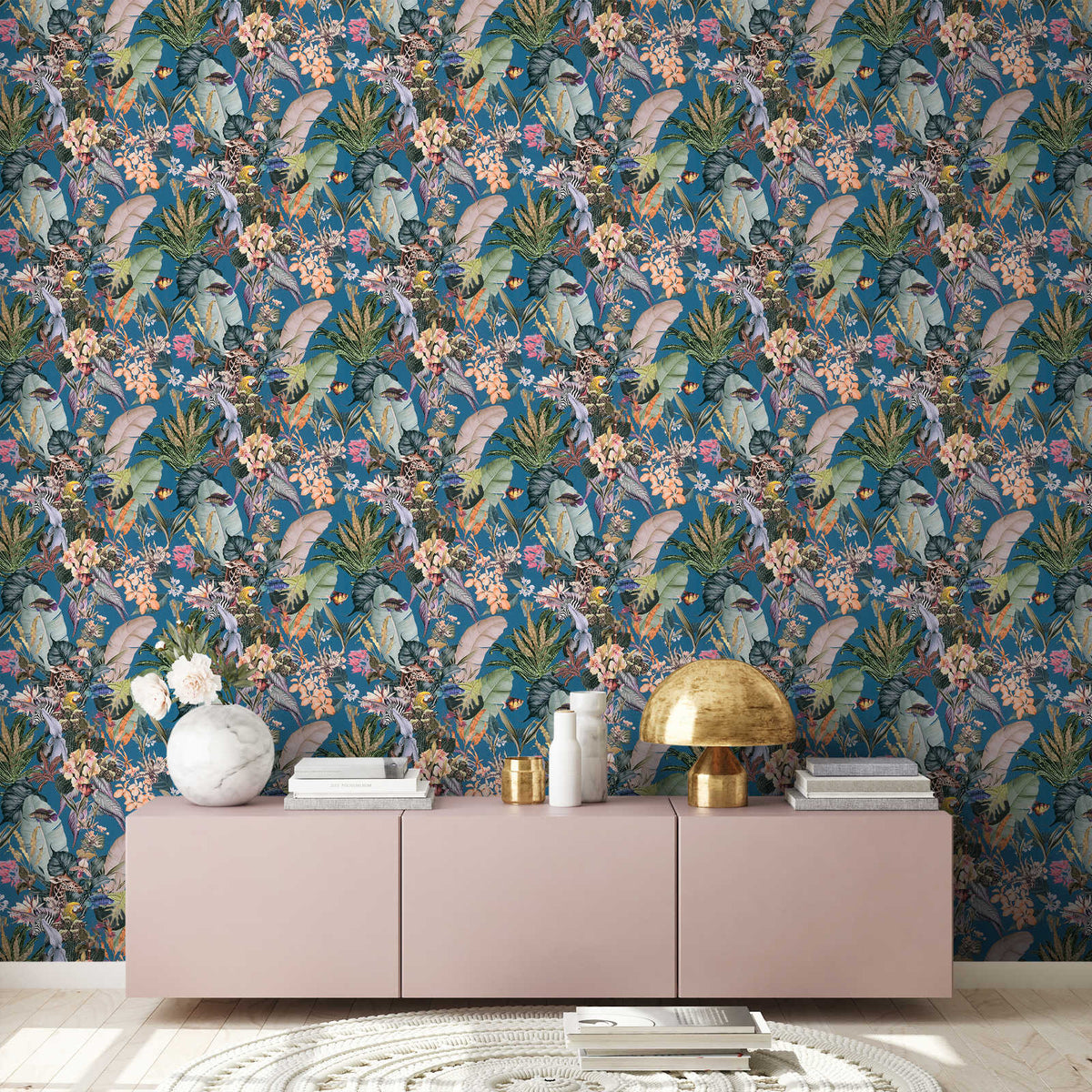 Tropical Dreams Wallpaper - Blue Teal