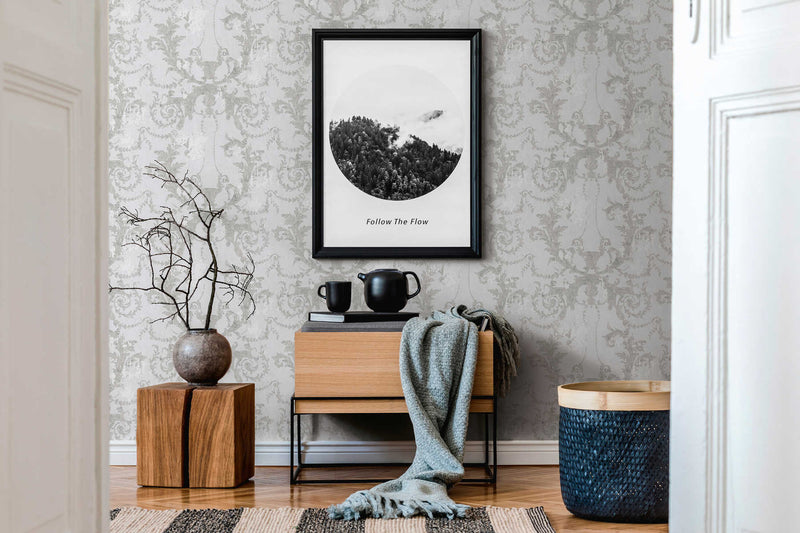 Old World Plaster Wallpaper - Grey Metallic
