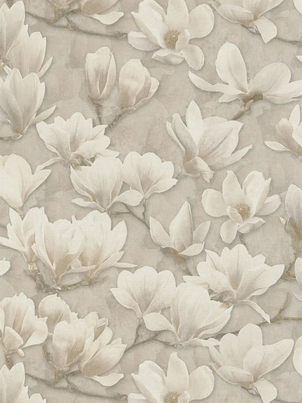 Sample - Magnolia Blossoms - Beige, Cream, White