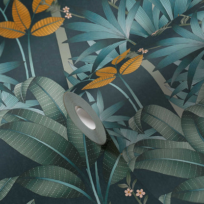Graphic Palms Wallpaper - Dark Green