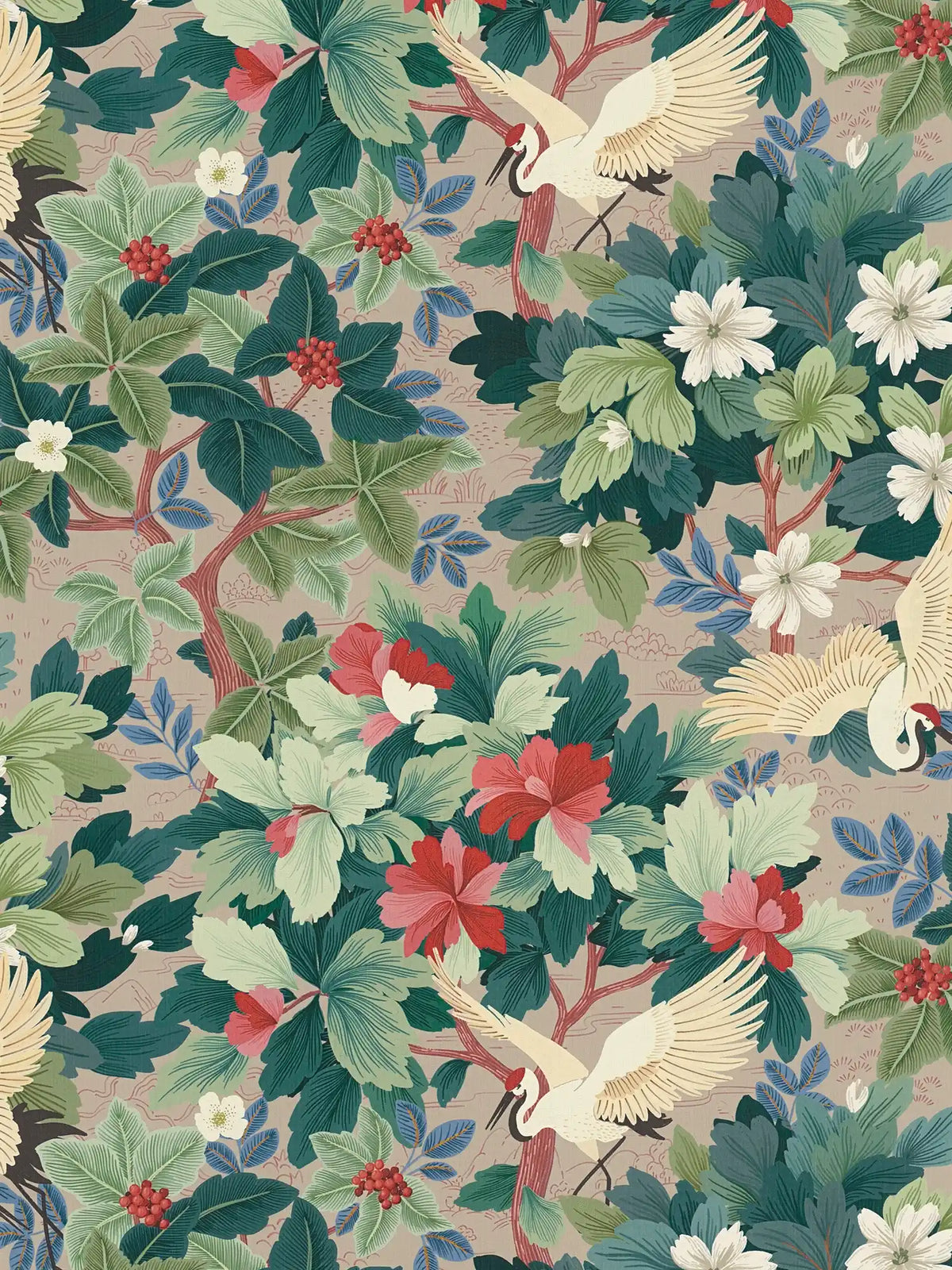 Sample – Tsuru Crane Garden Wallpaper – Blush