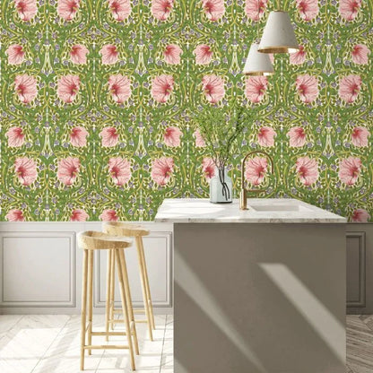 Pimpernel Wallpaper - Sap Green/Strawberry