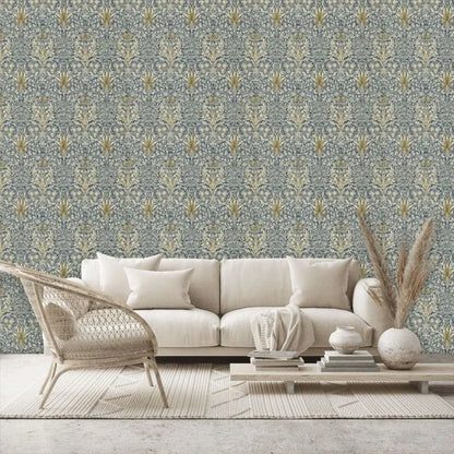 Snakeshead Wallpaper - Morris - Indigo/Cumin