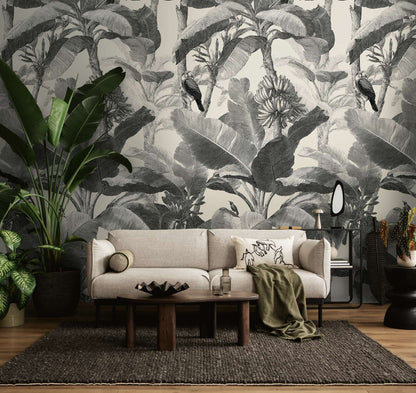 The Wall 4 - Hybrid Wallpaper Mural - Monochrome Jungle