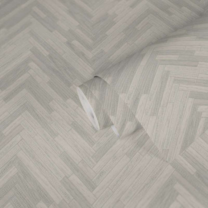 Versace Parquet Wallpaper - Grey/White