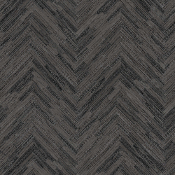 Sample - Versace Parquet Wallpaper - Grey/Black