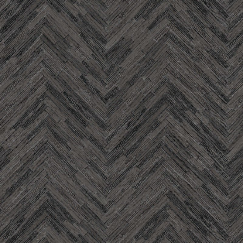 Sample - Versace Parquet Wallpaper - Grey/Black