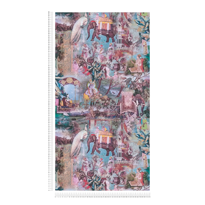 Elephant Parade – Vintage Wallpaper –  Azure