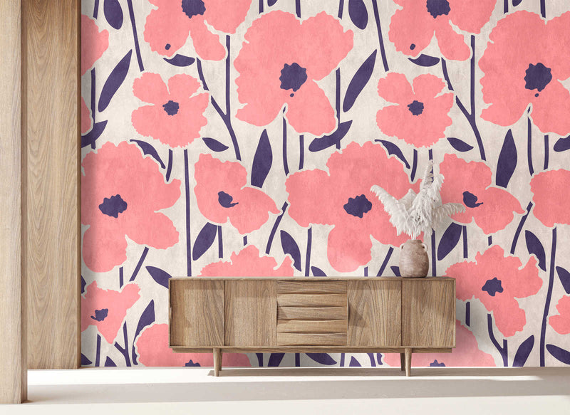 Flower Market - Pink - Custom Sized Mural (per m2)