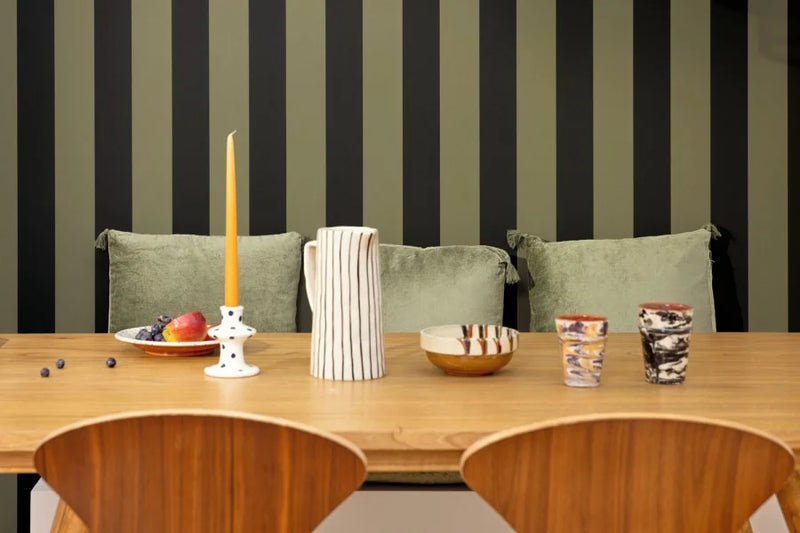 Wide Lines Wallpaper - Olive Green