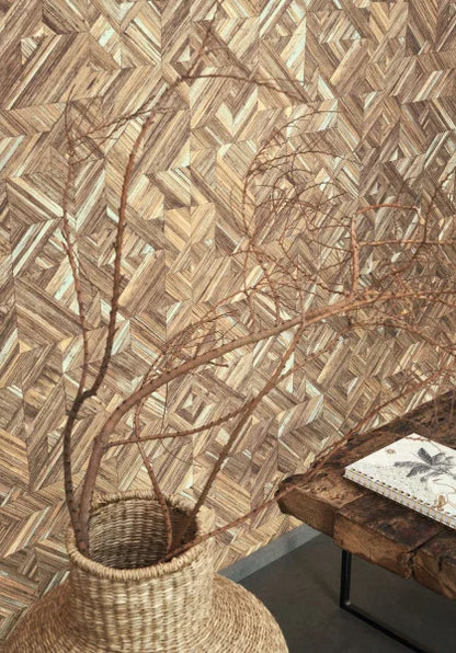 Bali Paille Vinyl Wallpaper - Shades of Dark Brown
