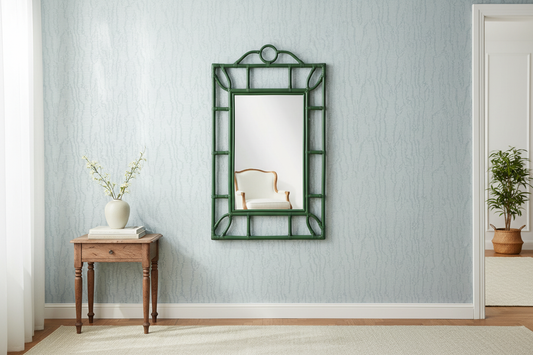 Baywick Mirror with Trianon Mist Wallpaper