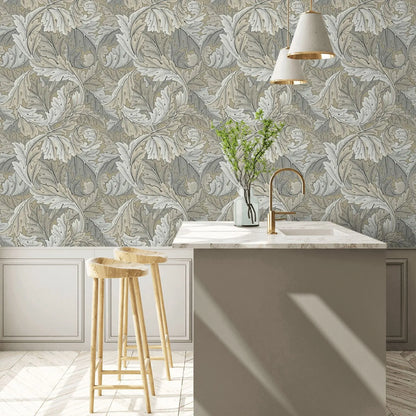 Acanthus by Morris Wallpaper - Manilla/Stone