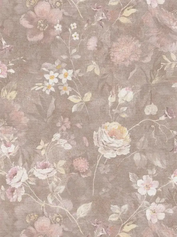 Sample - Secret Garden - Floral Wallpaper - Brown