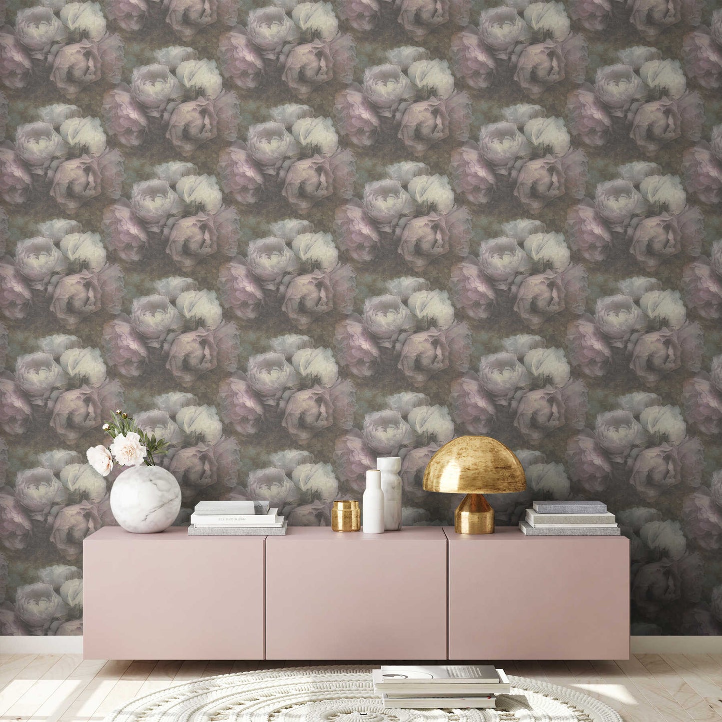 Dreamy Rose Wallpaper - Dusky Grey - Discontinuing