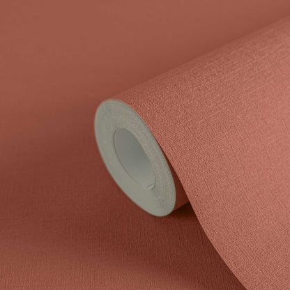 Retro Chic Plain Textured Vinyl Wallpaper – Terracotta