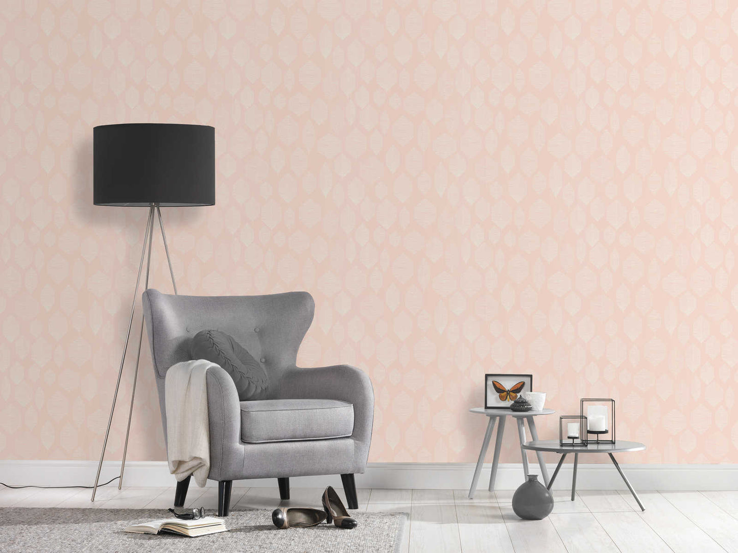 Geo Leaf Vinyl Wallpaper - Peach - Due in January 2027