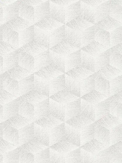 Modern Cubes - Geometric Wallpaper - White