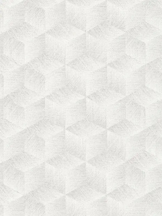 Modern Cubes - Geometric Wallpaper - White