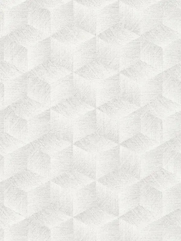 Sample - Modern Cubes - Geometric Wallpaper - White