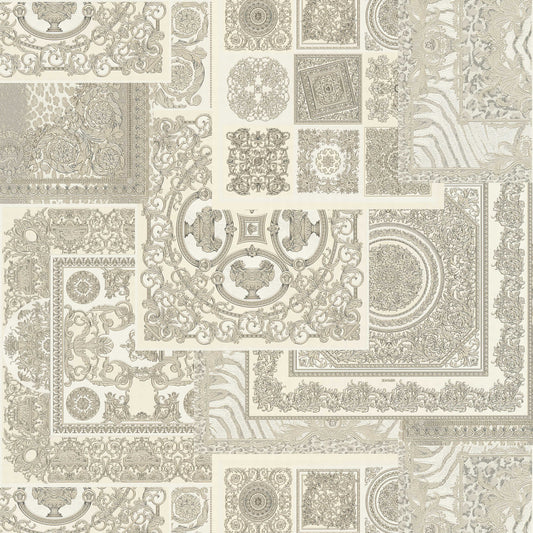 Versace Tapestry Wallpaper - Silver/Grey/White