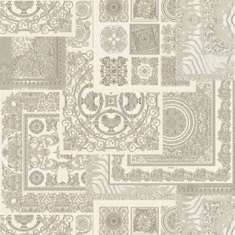 Versace Tapestry Wallpaper - Silver/Grey/White