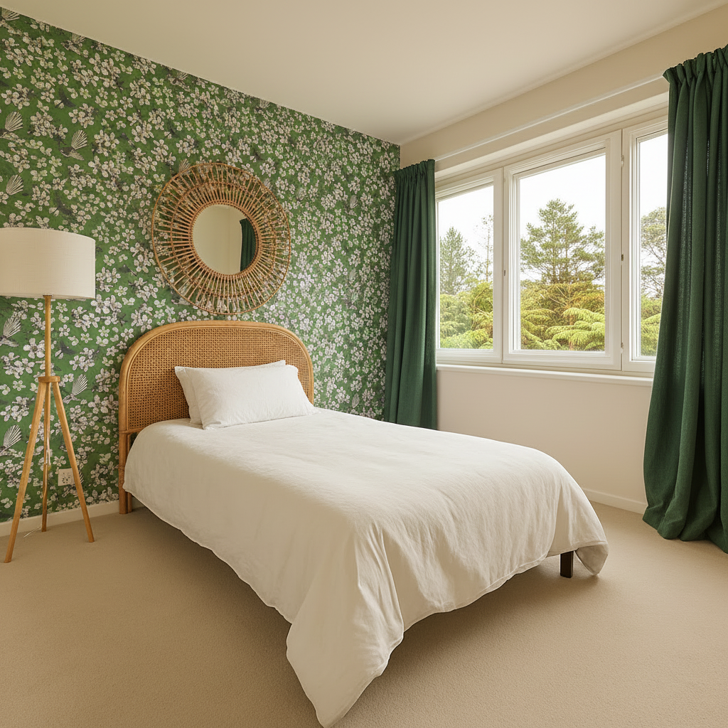 Bedroom with Fun Tails NZ Wallpaper - Green
