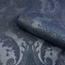 Amara Damask Wood Panel Wallpaper - Navy Blue