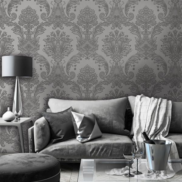 Amara Damask Wood Panel Wallpaper - 6 Colours