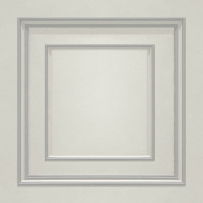 Amara Wood Panel Vinyl Wallpaper - Off White/Silver
