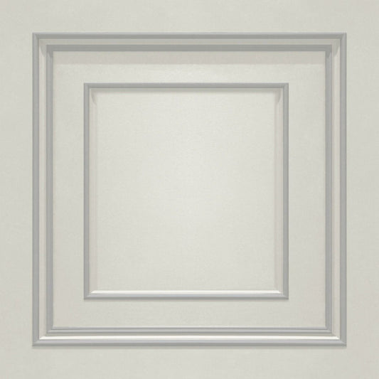 Amara Wood Panel Vinyl Wallpaper - Off White/Silver