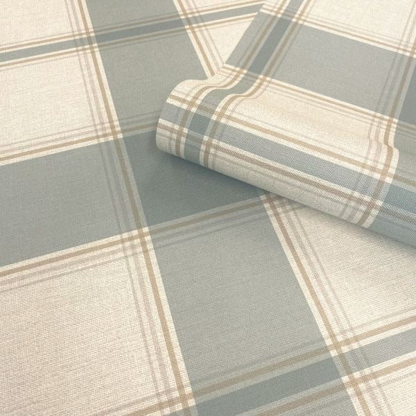 Carmella Check Wallpaper (Vinyl) - Blue