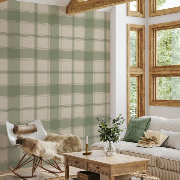 Carmella Check Wallpaper (Vinyl) - Green