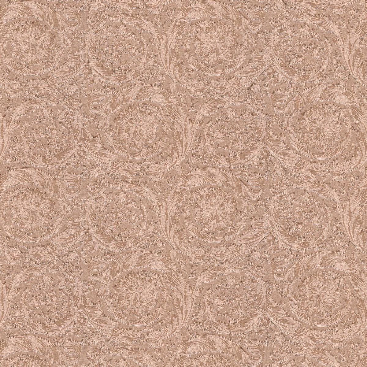 Sample - Versace Floral Garland Wallpaper - Copper Pink