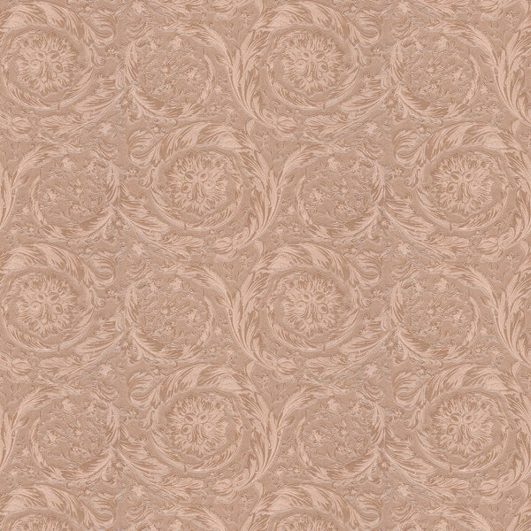 Sample - Versace Floral Garland Wallpaper - Copper Pink
