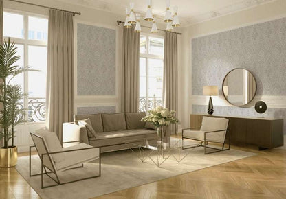 Textured Damask Textured Wallpaper - Cream